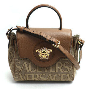 VERSACE La Medusa Shoulder Bag Brown